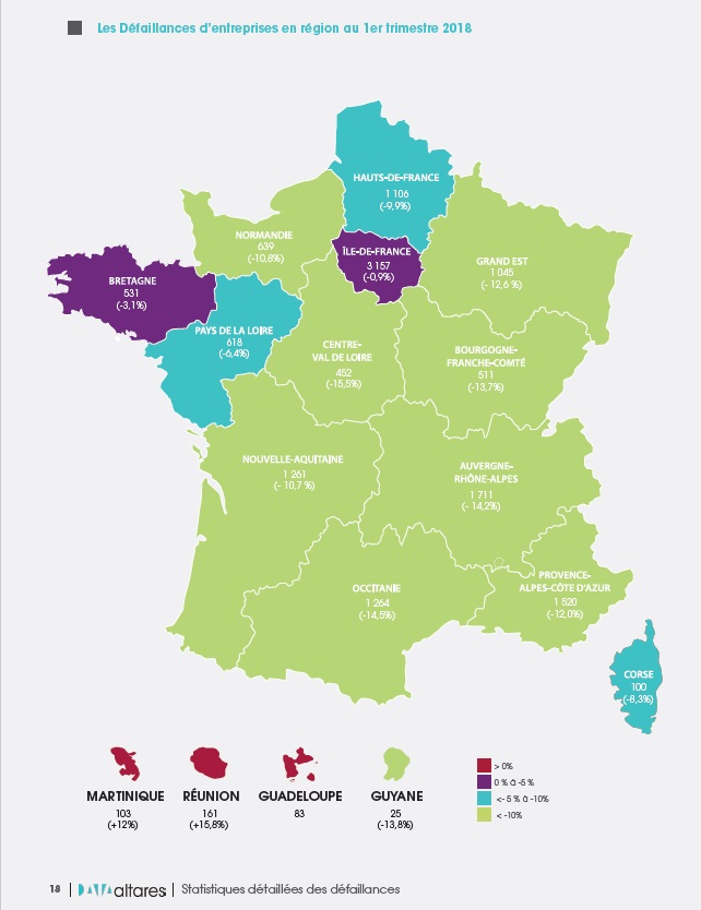 défaillances de PME Cartes des défaillances de PME 2018