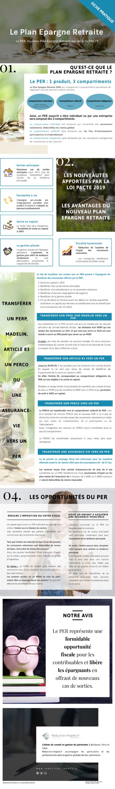 Fiche pratique PER Infographie PER - plan épargne retraite